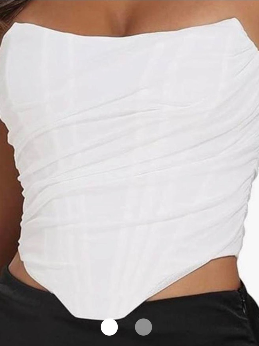 Strapless Ruched corset top - White